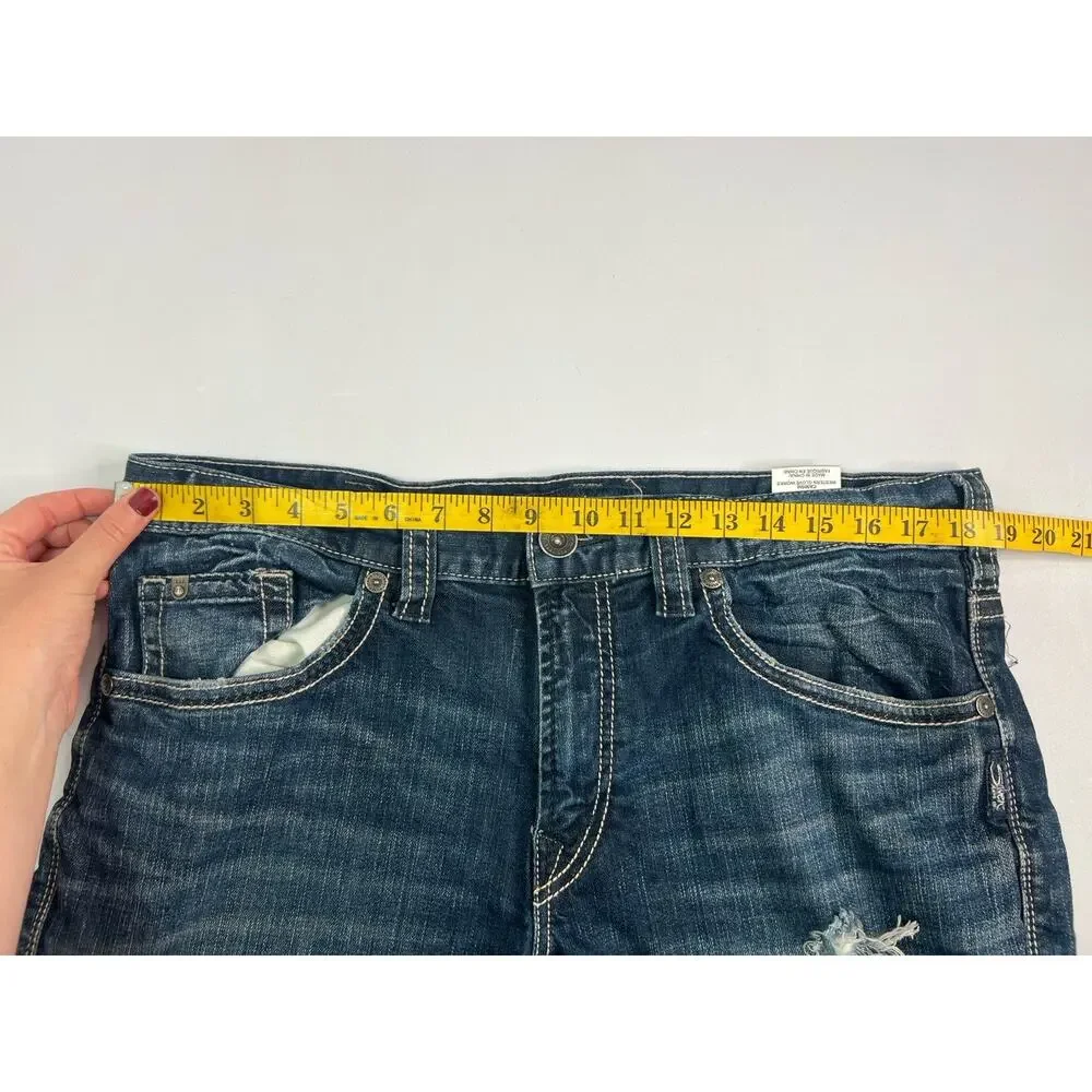 Silver Eddie Dark Wash Stretch Men’s Blue Jeans Size 36x34